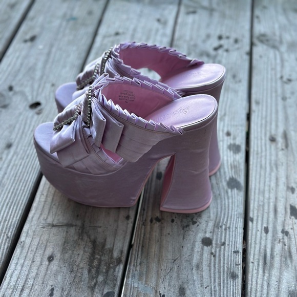 Dolls Kill Pink Satin Platform Shoes - Picture 3 of 5